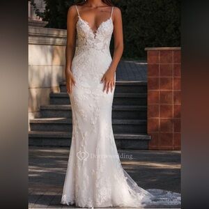 Mermaid Casual Lace Fitted Sexy Beach Sheath Wedding Dress